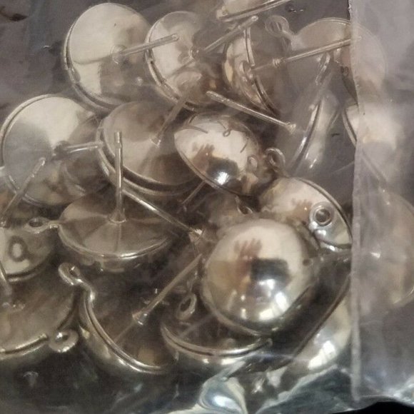 40 EAR DROPS Silver color Round Stud LOT Earring Jewelry Making DIY New - Picture 4 of 9